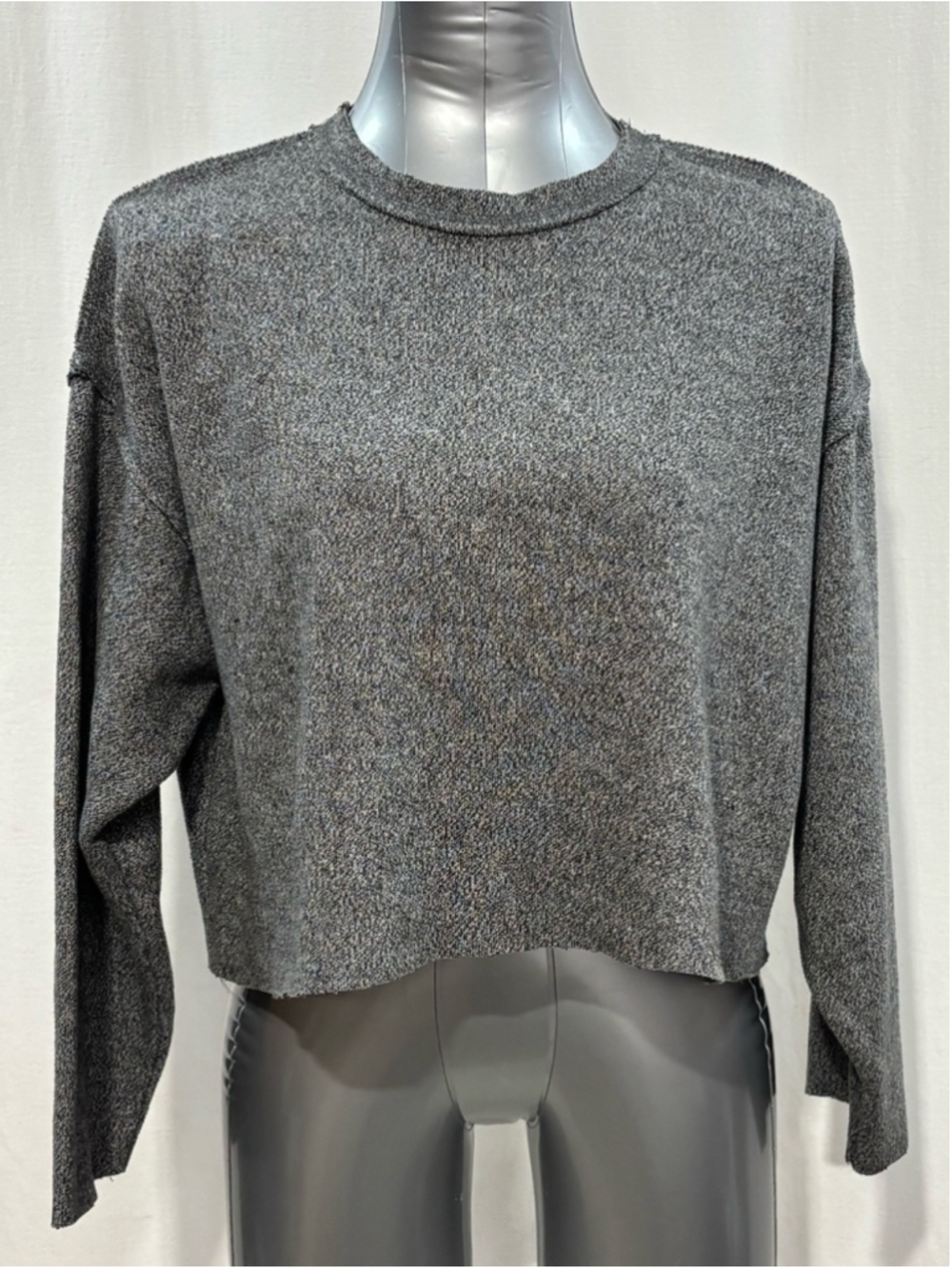 Zara Charcoal Gray Cropped Oversized Crewneck Sweatshirt Small 497